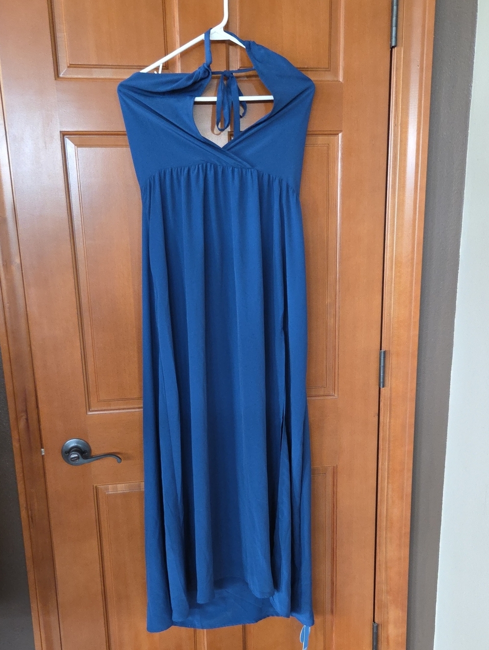 Cupshe Royal Blue Halter Tie-Back Maxi Dress PP19" Rib16" L51"